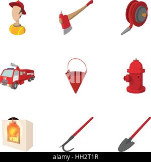 Schutz vor Feuer Icons Set, Cartoon-Stil Stock Vektor