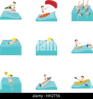 Wasser Aufenthalt Icons Set, Cartoon-Stil Stock Vektor