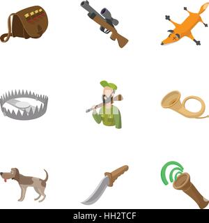 Camp Icons Set, Cartoon-Stil Stock Vektor