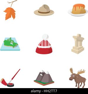 Land Kanada Icons set, cartoon-Stil Stock Vektor