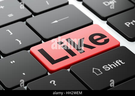 Social-Media-Konzept: wie auf Computer Tastatur Hintergrund Stockfoto