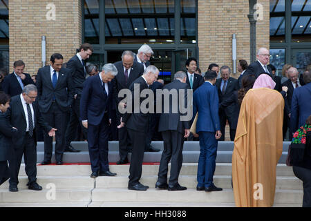 Paris, Frankreich. 15. Januar 2017. Politiker besuchen die Nahost-Friedenskonferenz, Paris, Frankreich. Internationales Gipfeltreffen. 7o Ländern nahmen an dem Gipfel. Bildnachweis: Ania Freindorf/Alamy Live-Nachrichten Stockfoto