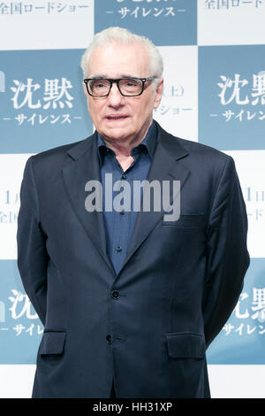 Tokio, Japan. 16. Januar 2017. US-amerikanischer Regisseur Martin Scorsese besucht eine Pressekonferenz für den Film Stille (Chinmoku) am 16. Januar 2017, Tokio, Japan. Das historische Drama basiert auf einem japanischen Roman von Shusaku Endo folgt zwei Jesuiten-Priester, die im Laufe des 17. Jahrhunderts von Portugal nach Japan zu reisen. Der Film beginnt in Japan am 21. Januar. Bildnachweis: Rodrigo Reyes Marin/AFLO/Alamy Live-Nachrichten Stockfoto