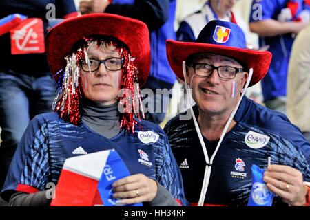 Parc Exposition Xxl, Nantes, Frankreich. 15. Januar 2017. Kredit-25. World Handball WM Frankreich gegen Norway.Supporters Frankreich: Laurent Lairys/Agence Locevaphotos/Alamy Live-Nachrichten Stockfoto