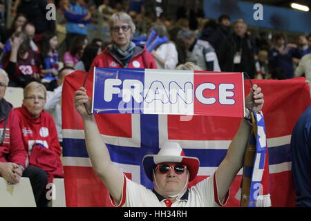 Parc Exposition Xxl, Nantes, Frankreich. 15. Januar 2017. Kredit-25. World Handball WM Frankreich gegen Norway.Supporters Frankreich: Laurent Lairys/Agence Locevaphotos/Alamy Live-Nachrichten Stockfoto