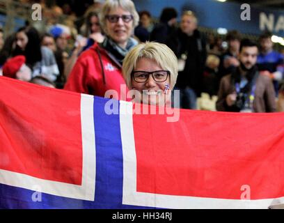 Parc Exposition Xxl, Nantes, Frankreich. 15. Januar 2017. 25. Welt Handball WM Frankreich gegen Norwegen. Anhänger-Norwegen-Credit: Laurent Lairys/Agence Locevaphotos/Alamy Live-Nachrichten Stockfoto