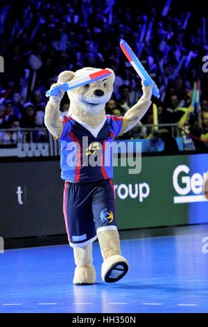 Parc Exposition Xxl, Nantes, Frankreich. 15. Januar 2017. 25. Welt Handball WM Frankreich gegen Norwegen. Mascotte Credit: Laurent Lairys/Agence Locevaphotos/Alamy Live-Nachrichten Stockfoto