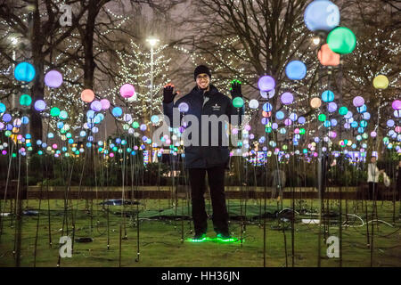 London, UK. 16. Januar 2017. Winter Lights interaktive Kunst-Installationen bei Canary Wharf © Guy Corbishley/Alamy Live News Stockfoto