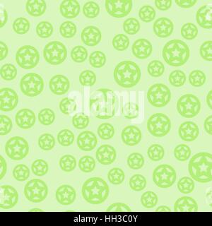 Vektor-nahtlose Muster - grüne Sterne im Kreis auf hellem Hintergrund Stock Vektor