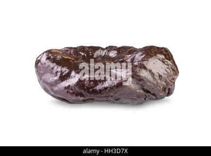 Getrocknete Entsteinte Pflaumen isoliert auf weißem Hintergrund Stockfoto