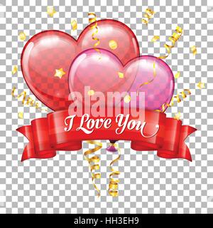 Valentinstag mit Herzen Luftballons Stock Vektor