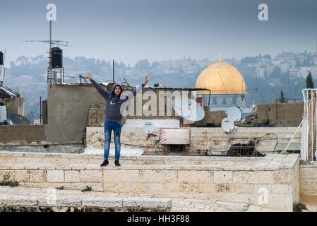 Blick über die Dächer der alten Stadt in Ost-Jerusalem, Israel Stockfoto