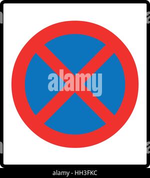 Freifläche Schild Halteverbot, Parkplatz Symbol, rotes Kreuz im Kreis isoliert auf weiss. Vektor-Illustration. Verbot-label Stock Vektor