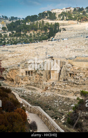 Grab des Zacharias, Grab von Zacharias, jüdischer Friedhof, Kidrontal, Jerusalem, Israel Stockfoto