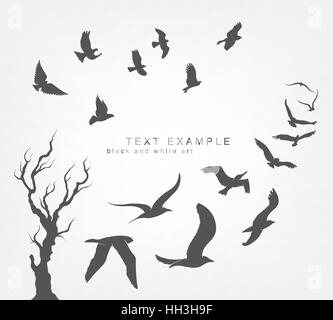 Keil Vögel fliegen in den Himmel Stock Vektor