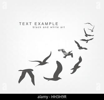 Keil Vögel fliegen in den Himmel Stock Vektor