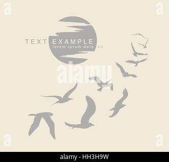 Keil Vögel fliegen in den Himmel Stock Vektor