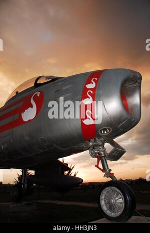 F-86 Sabre Jet Kampfflugzeuge in der Luft-Museum in Ankara. Stockfoto