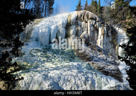 Thermalquellen "Bagni San Filippo", in der Nähe von Amiata Berg in Toskana, Italien Stockfoto