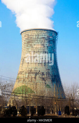 Verschmutzung durch Kohle betriebene Kraftwerk, Shizuishan, Ningxia, China Stockfoto