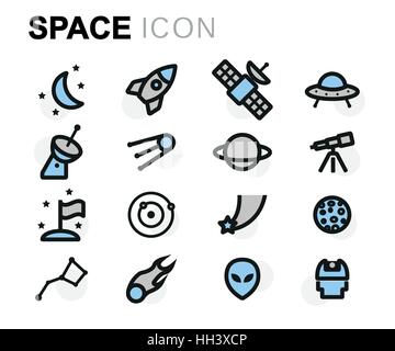 Vektor-Icons flachen Raum setzen auf weißem Hintergrund Stock Vektor