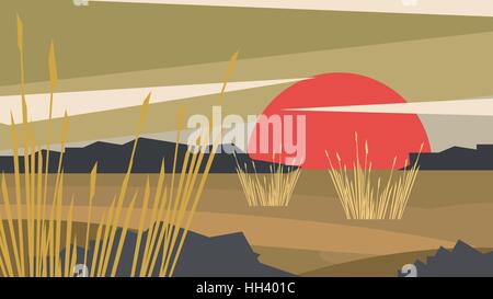 Trockene, flache Bauform Wiese - Vektor-Illustration Stock Vektor