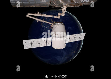 SpaceX Dragon Orbit des Planeten Erde. Stockfoto