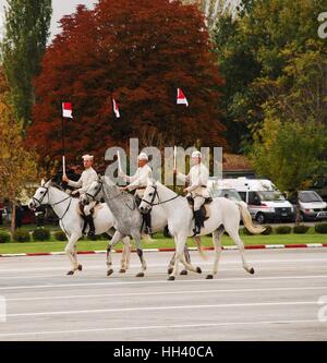 Historische türkische Soldaten führte eine Show während der Feiern der 87. Jahrestag der türkischen Republik. Stockfoto