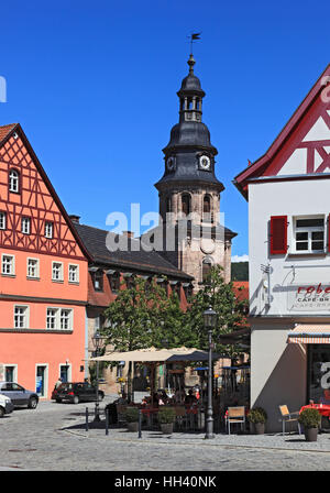 Kirche Spitalkirche und Markt-Platz von Kulmbach, Upper Franconia, Bayern, Deutschland Stockfoto