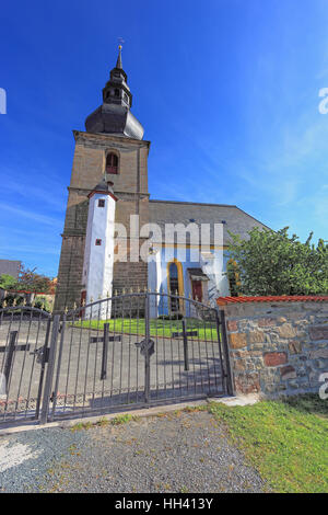 Pfarrkirche St. Oswald, eine ehemaligen befestigten Kirche, Untersteinach, Landkreis Kulmbach, Upper Franconia, Bayern, Deutschland Stockfoto