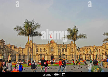 Präsidentenpalast, Plaza de Armas in Lima, Peru Stockfoto