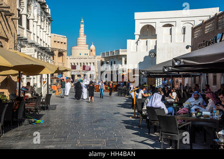 Tagesansicht Treffzone pedestrian Mall der Souq Waqif, Doha, Katar Stockfoto