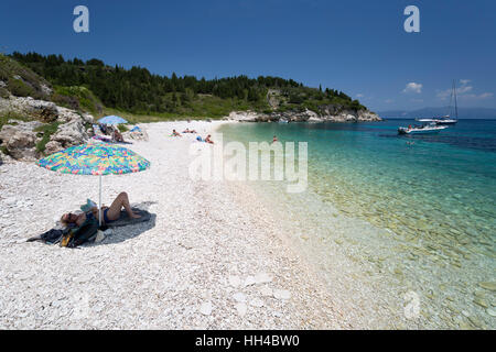 Kipiadi Strand an der Ostküste, Paxos, Ionische Inseln, griechische Inseln, Griechenland, Europa Stockfoto