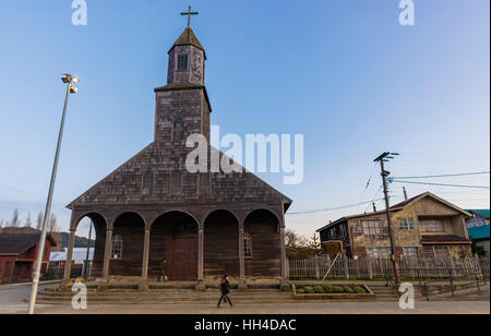 Große Insel Chiloé. Die Seen, Chile. Achao Stadt. Kirchen von chiloe Stockfoto