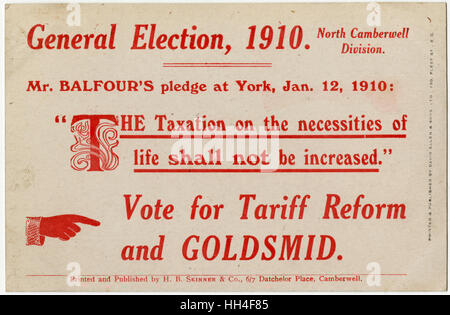 Postkarte zur allgemeinen Wahlaktion für Sydney Hoffnung Goldsmid Stockfoto