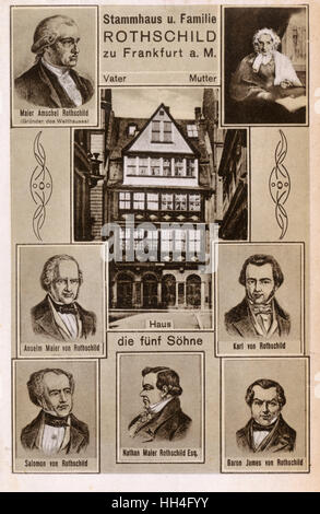 Die Rothschild Familie Zuhause auf Judengasse in Frankfurt Am Main, Deutschland - die Karte zeigt das Gebäude außen. Die Rothschild-Familie sind einer wohlhabenden Familie von Mayer Amschel Rothschild, der seine Bankgeschäfte in den 1760er Jahren gegründet. Stockfoto