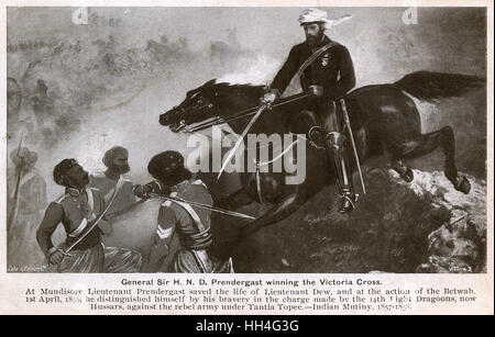 General Sir Harry North Dalrymple Prendergast (1834-1913) gewann das Victoria-Kreuz für seine Handlungen an Mundisore (wo er das Leben der Leutnant Dew gespeichert) und Betwah (Betwa) am 1. April 1858 wo er sich während der tapferen kostenlos Ma ausgezeichnet Stockfoto