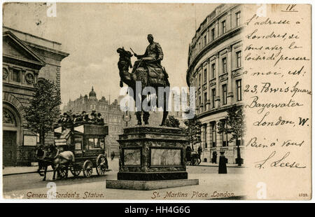 London - General Gordons Statue Stockfoto