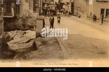 Brücke von Soufanieh und Tor von Bab-Touma in Damaskus, Syrien Stockfoto