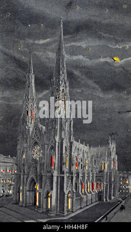 USA - St. Patricks Cathedral, New York - Nightime Stockfoto