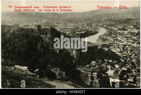 Tiflis, Georgia, Panorama mit botanischen Gärten und Festung Stockfoto