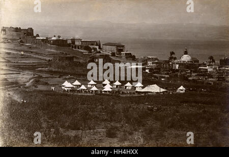 Camp auf einem Hügel über Tiberias, See von Galiläa, Israel, WW1 Stockfoto