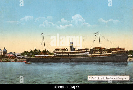 Dampfschiff SS Chilka im Hafen, Rangun, Burma Stockfoto