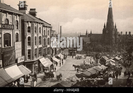 Blick auf den Ring Bullenmarkt, Birmingham, West Midlands, UK. Stockfoto