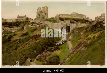 Das Schloss und die Mauern, Scarborough, North Yorkshire, England Stockfoto