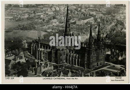 Kathedrale von Lichfield aus der Luft - Lichfield, Staffordshire Stockfoto