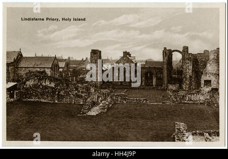 Die heilige Insel Lindisfarne - die Ruinen der Priory Stockfoto