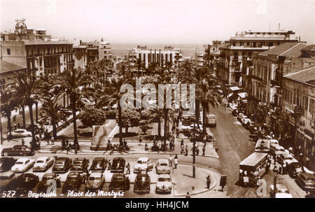 Den Platz der Märtyrer in Beirut (Beirut), Libanon, am Rivoli-Kino, am anderen Ende des Hauptplatzes der 1990er Jahre abgerissen wurde. Der Platz wurde zum Gedenken an die Märtyrer, die dort unter osmanischer Herrschaft ausgeführt benannt. Stockfoto