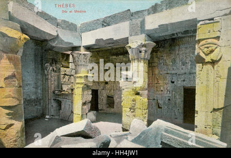 Tempel der Hathor in Deir el-Medina in der Nähe von Luxor, Ägypten Stockfoto