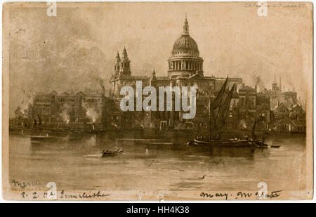 St. Paul's Cathedral, London - Blick von der Themse Stockfoto